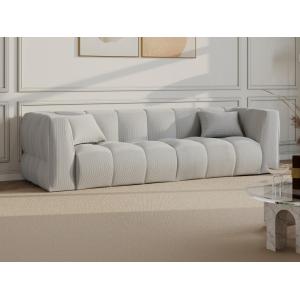 Sofá de 4 plazas de pana gris claro NAEMIA de Maison Céphy