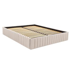 Somier con canapé140 x 190 cm de terciopelo Beige - SETHI d…