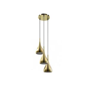 Lámpara de techo de 3 pantallas de metal dorado brillante -…