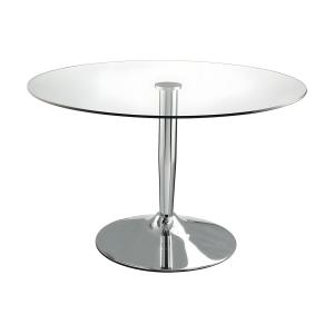 Mesa de comedor redonda NOLAN - Cristal templado y metal cr…