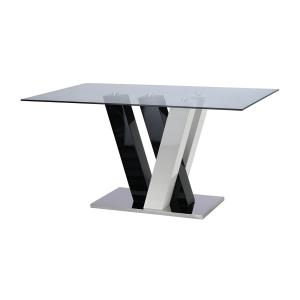 Mesa de comedor WINCH - 6 cubiertos - MDF y Cristal templad…