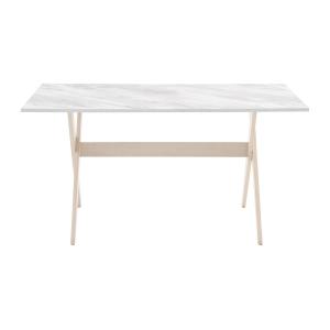 Mesa de comedor 6 comensales de MDF y haya - blanco y natur…