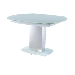 Mesa de comedor extensible TALICIA - Cristal templado y met…