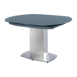 Mesa de comedor extensible TALICIA - Cristal templado y met…