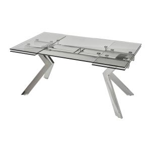 Mesa de comedor extensible VELIKA - Cristal templado y meta…