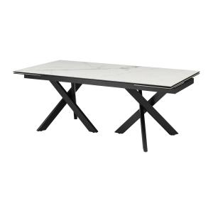 Mesa de comedor extensible de 8 a 12 comensales en vidrio t…