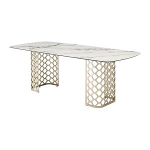 Mesa de comedor para 8 comensales de vidrio templado y cerá…