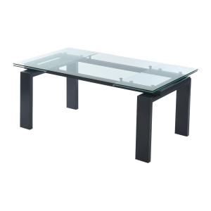 Mesa de comedor extensible LUBANA - Cristal templado y meta…
