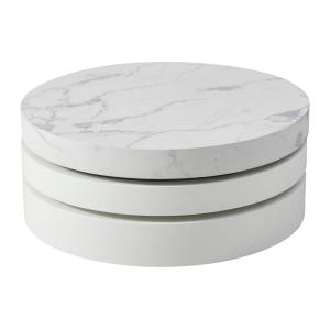Mesa de centro redonda giratoria con 1 estante de MDF - Efe…
