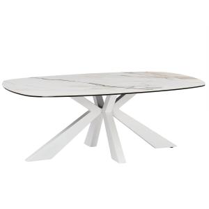 Mesa de centro de cristal templado cerámica y metal - Efect…