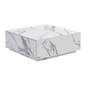 Mesa de centro con 2 cajones de MDF - Efecto mármol blanco…