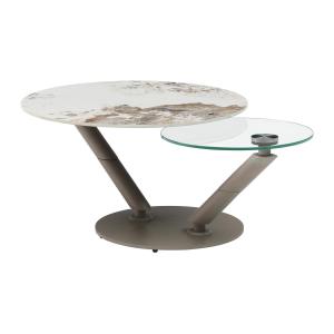 Mesa de centro con tableros pivotantes de cerámica vidrio t…