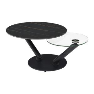Mesa de centro con tapas giratorias de cerámica cristal tem…