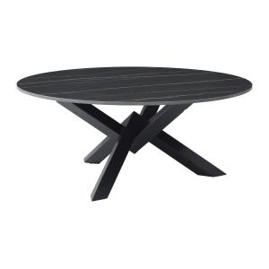 Mesa de centro de cerámica y metal - Efecto mármol negro -…
