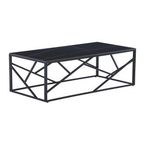Mesa de centro de cerámica y metal - Efecto mármol negro -…