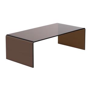 Mesa de centro de vidrio templado curvado - Marrón - ALONZO