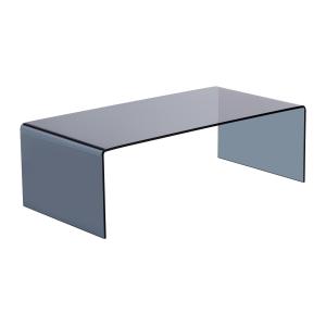 Mesa de centro de vidrio templado curvado y ahumado - Negro…