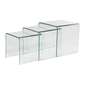 Conjunto de 3 mesas de centro nido MINKA - Cristal curvado
