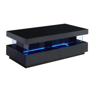Mesa de centro - MDF lacado - LEDs - 2 cajones y 2 estantes…