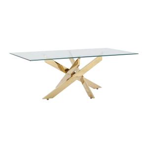 Mesa de centro de vidrio templado y metal dorado - Transpar…