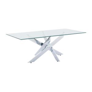 Mesa de centro de vidrio templado y metal cromado - Transpa…