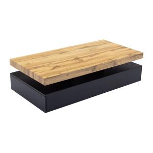 Mesa de centro con 2 cajones de MDF - Negro y natural claro…