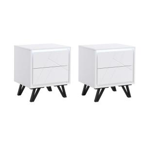 Lote de 2 mesitas de noche con 2 cajones - Con LEDs - MDF -…