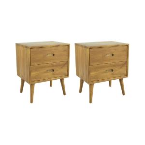 Lote de 2 mesitas de noche con 2 cajones - Madera de mindi…