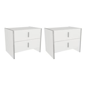 Conjunto de 2 mesitas de noche con 2 cajones - Blanco - CAD…
