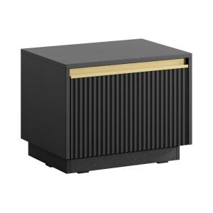 Mesita de noche 1 cajón - MDF - Negro y dorado - POSINIA de…