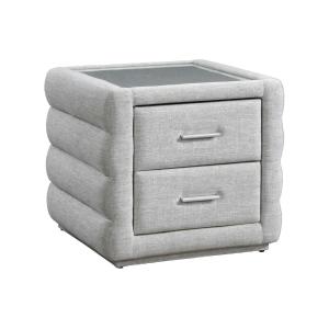 Mesa de noche con 2 cajones - Tela jaspeada - Gris claro -…