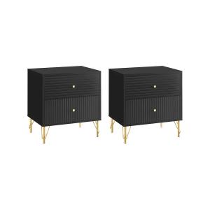 Set de 2 mesitas de noche con 2 cajones - Negro - LUREO
