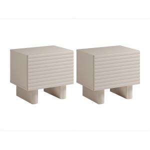 Set de 2 mesitas de noche con 1 puerta - MDF - Beige - LUDI…