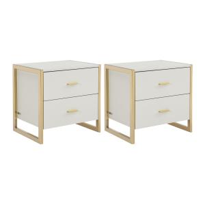 Conjunto de 2 mesitas de noche con 2 cajones - MDF - Beige…