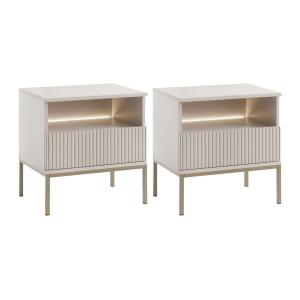Lote de 2 mesitas de noche con 1 cajón y 1 nicho - Con LEDs…