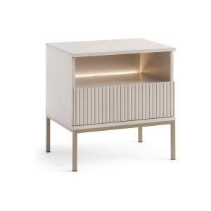 Mesita de noche con 1 cajón y 1 estante - Con LEDs - MDF y…