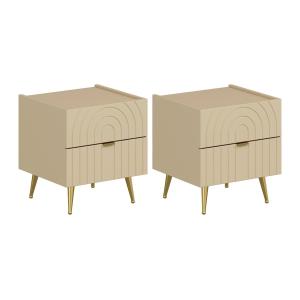 Lote de 2 mesitas de noche con 2 cajones - Beige - NORSIM d…