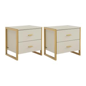 Conjunto de 2 mesitas de noche con 2 cajones - MDF - Beige…