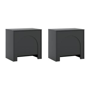 Conjunto de 2 mesitas de noche 1 puerta - Negro - DELANYA