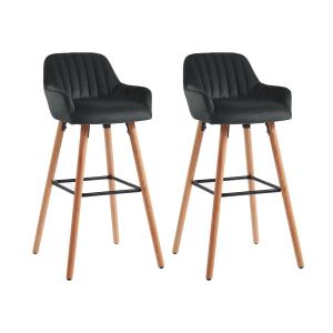 Lote de 2 taburetes de bar ELEANA - Terciopelo y metal con…
