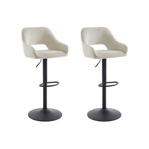 Conjunto de 2 taburetes de bar de pana y metal negro - Altu…