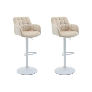 Conjunto de 2 taburetes de bar de terciopelo y metal blanco…
