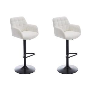 Conjunto de 2 taburetes de bar de tela rizada y metal negro…
