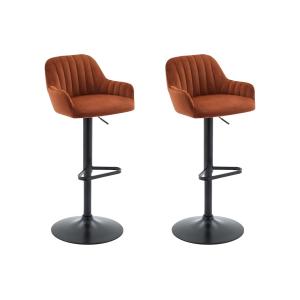 Conjunto de 2 taburetes de bar de terciopelo y metal negro…