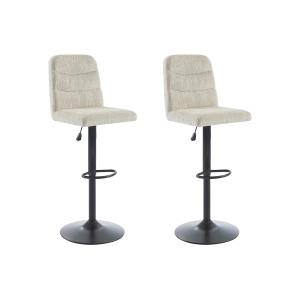 Conjunto de 2 taburetes de bar de tela texturizada y metal…