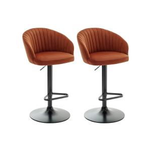 Conjunto de 2 taburetes de bar de terciopelo y metal negro…