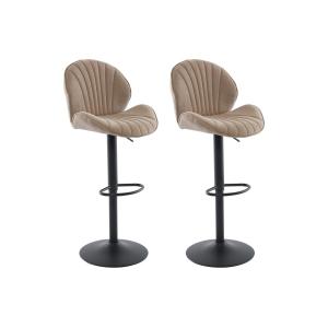 Set de 2 taburetes de bar de tela y metal negro - Altura aj…
