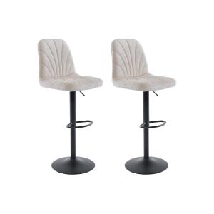 Set de 2 taburetes de bar de tela texturizada y metal negro…