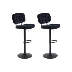 Set de 2 taburetes de bar de terciopelo y metal - Altura aj…