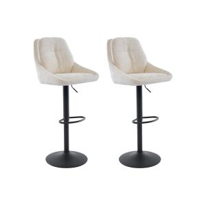 Set de 2 taburetes de bar de tela texturizada y metal negro…